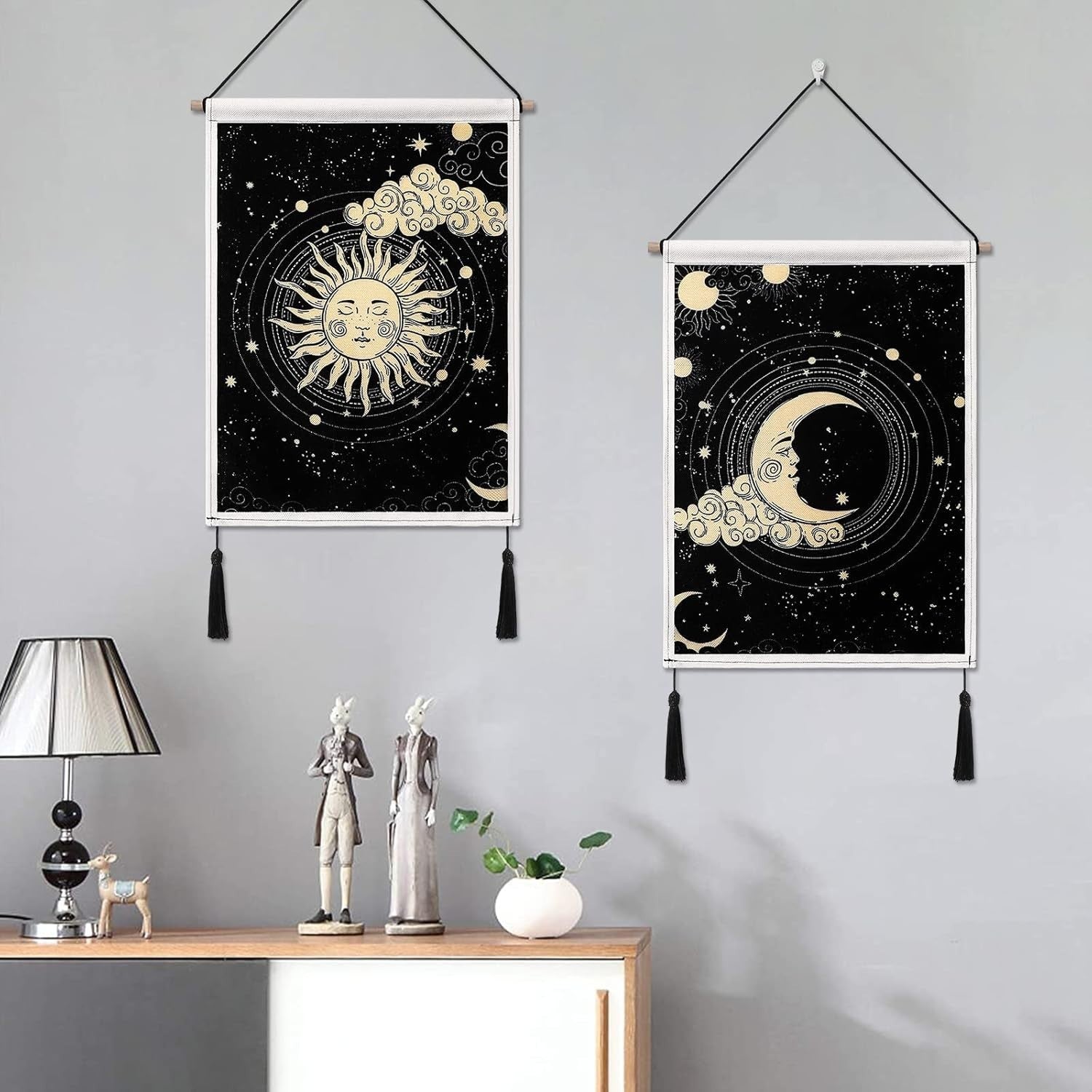 Sun & Moon Tapestry Wall Hanging 15.4x19" Boho Bedroom Decor