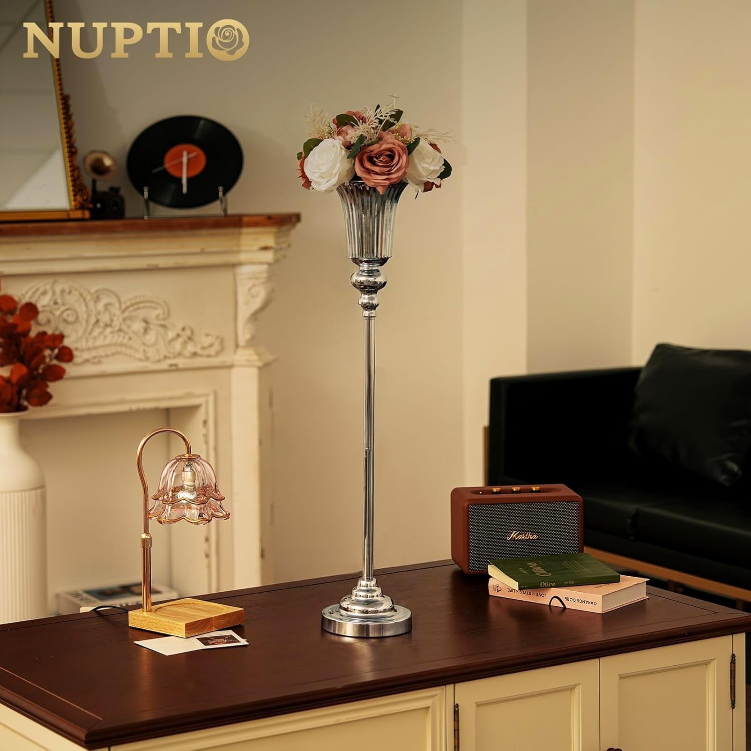 Gold Wedding Table Centrepiece Trumpet Vase Stands 77.5cm Set of 2