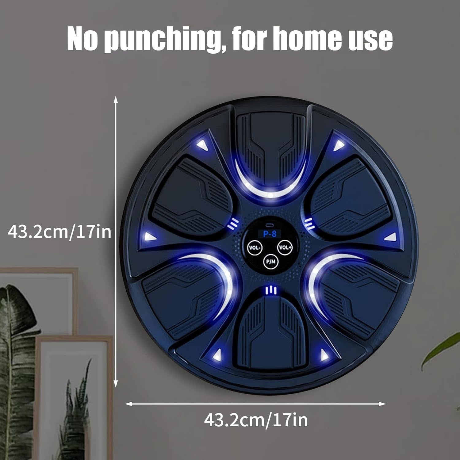 Music Boxing Machine Black Blue LED Wall Punch Trainer with Gloves