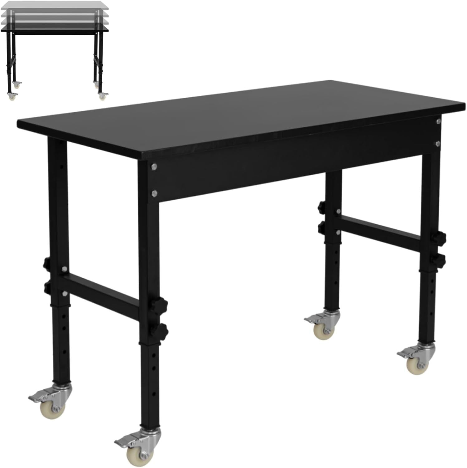 Adjustable Bamboo Workbench 500kg Heavy Duty Table 10 Heights with Lockable