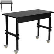 Adjustable Bamboo Workbench 500kg Heavy Duty Table 10 Heights with Lockable