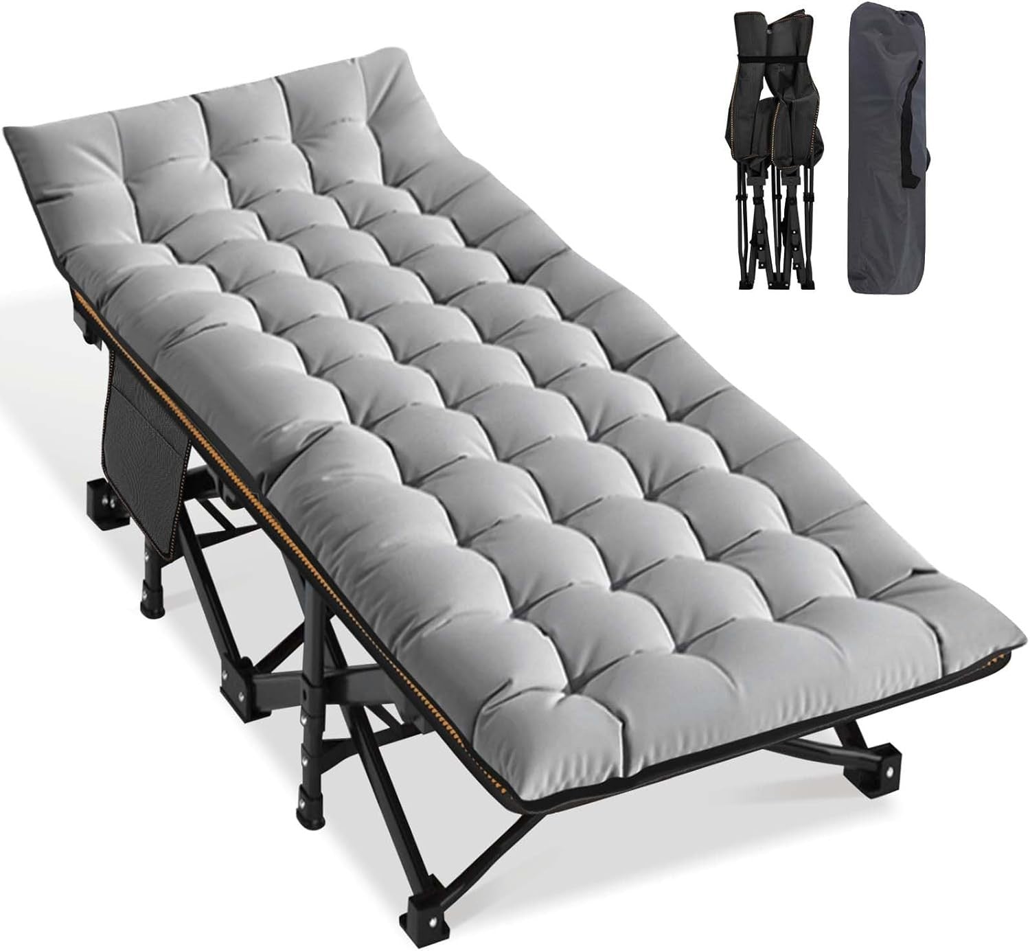 Heavy Duty Folding Camp Bed with Mattress, Extra Wide, Portable, 400KG Load