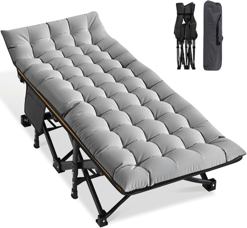Heavy Duty Folding Camp Bed with Mattress, Extra Wide, Portable, 400KG Load