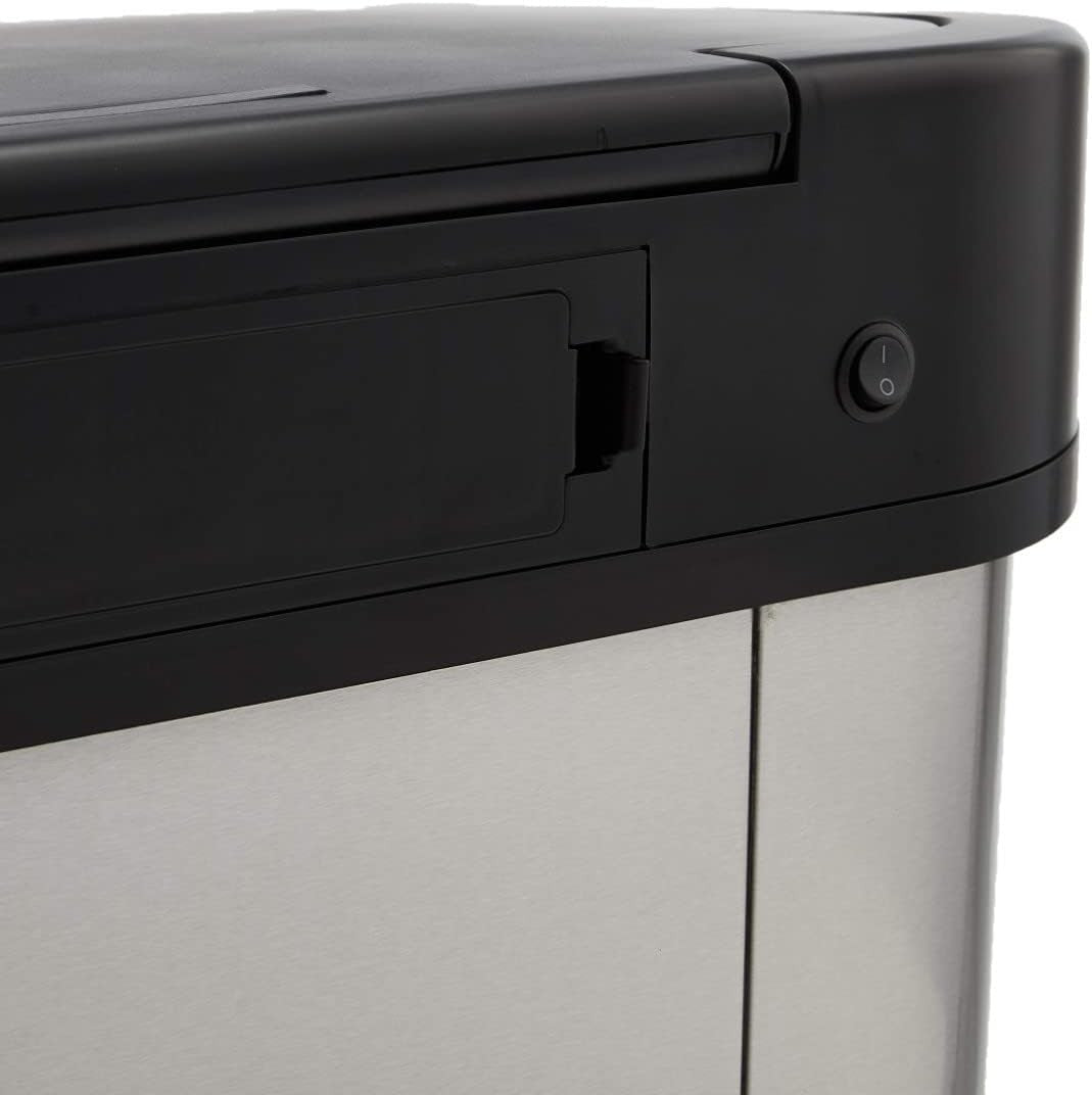 60L Stainless Steel Sensor Bin Black & Silver Kitchen
