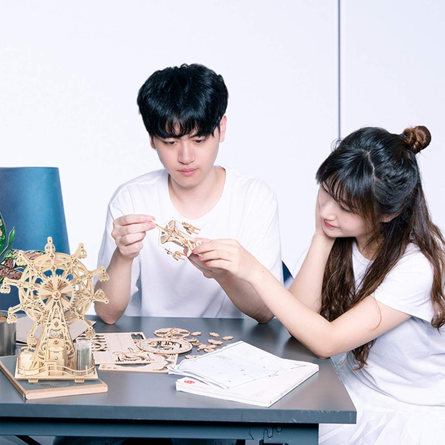 DIY 3D Wooden Ferris Wheel Puzzle Kit – STEM Model, Solar Powered Toy
