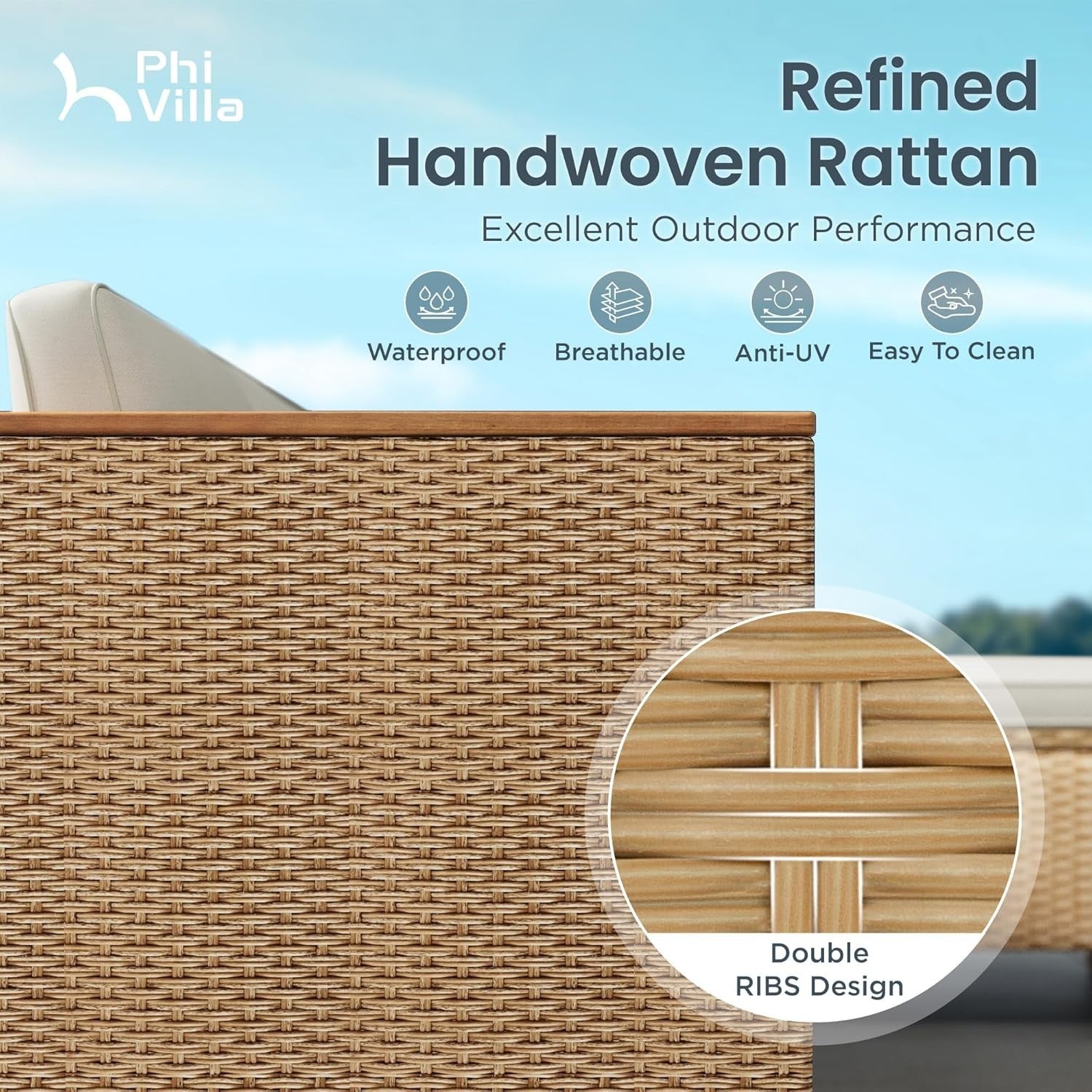 Outdoor Rattan Corner Sofa Set with Cushions & Coffee Table Patio Garden