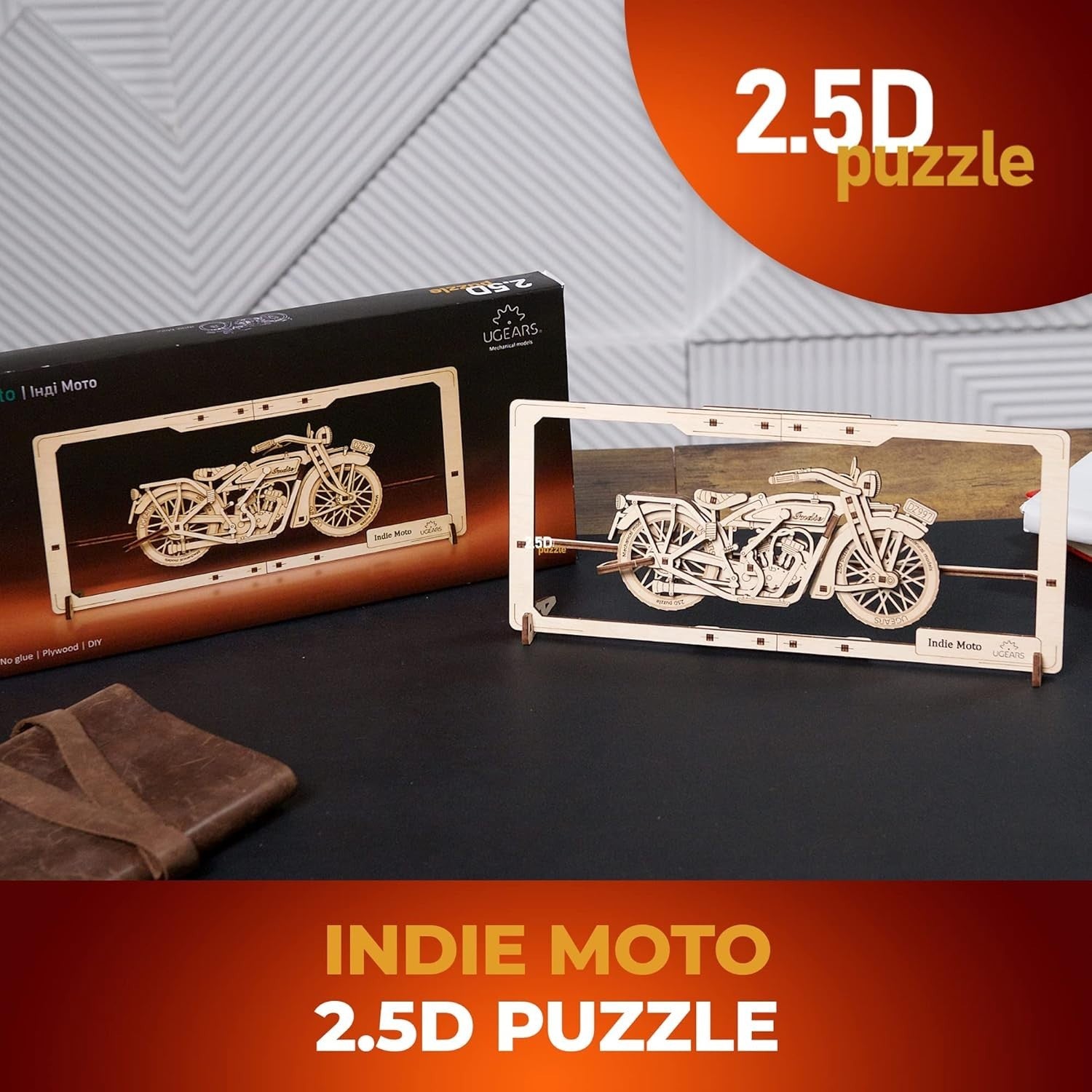 Vintage Wooden Motorcycle Wall Puzzle | DIY Framed Model for Adults