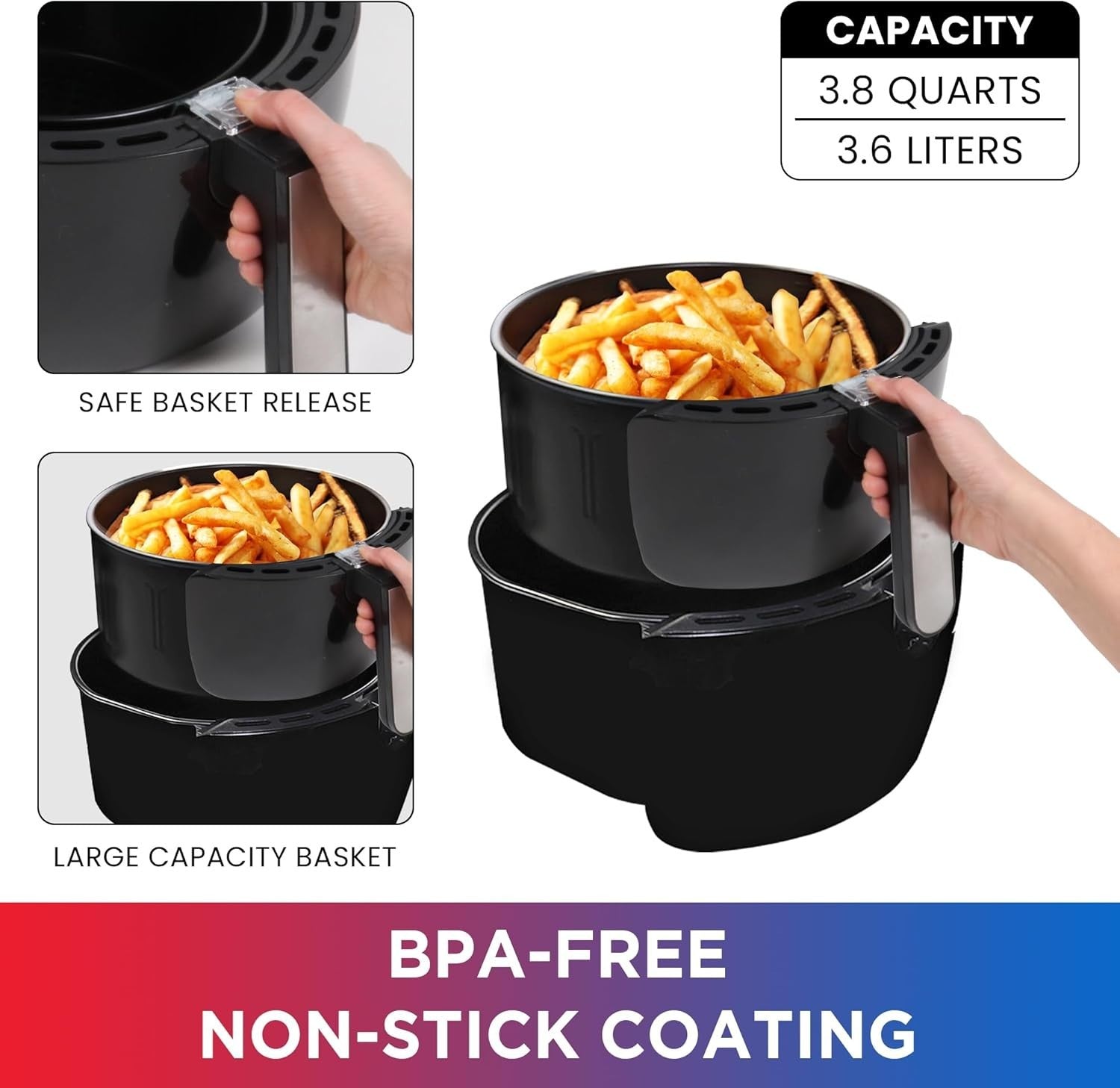 Air Fryer 3.6L Digital Touchscreen + Dual Chocolate Melting Pot Set | Healthy