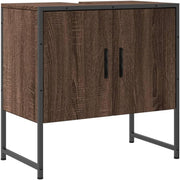 Modern Brown Oak Bathroom Sink Cabinet 60cm Under Basin Storage Unit Cupboard