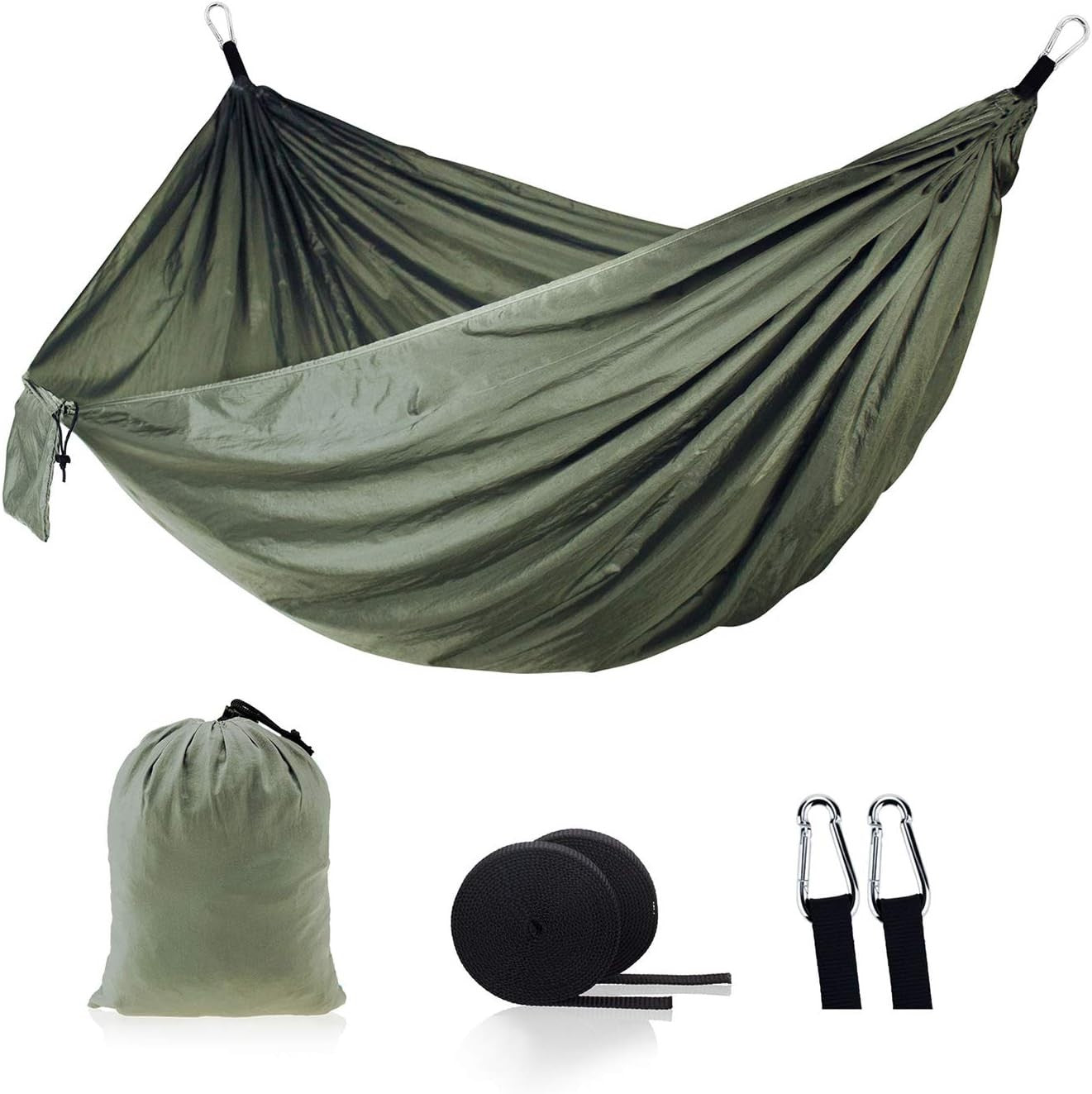 Double Camping Hammock for 2 | Portable Nylon Lightweight, Quick Setup Armygreen