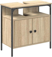 Beige Bathroom Sink Cabinet 60cm Vanity Unit Storage Cupboard with Metal Legs