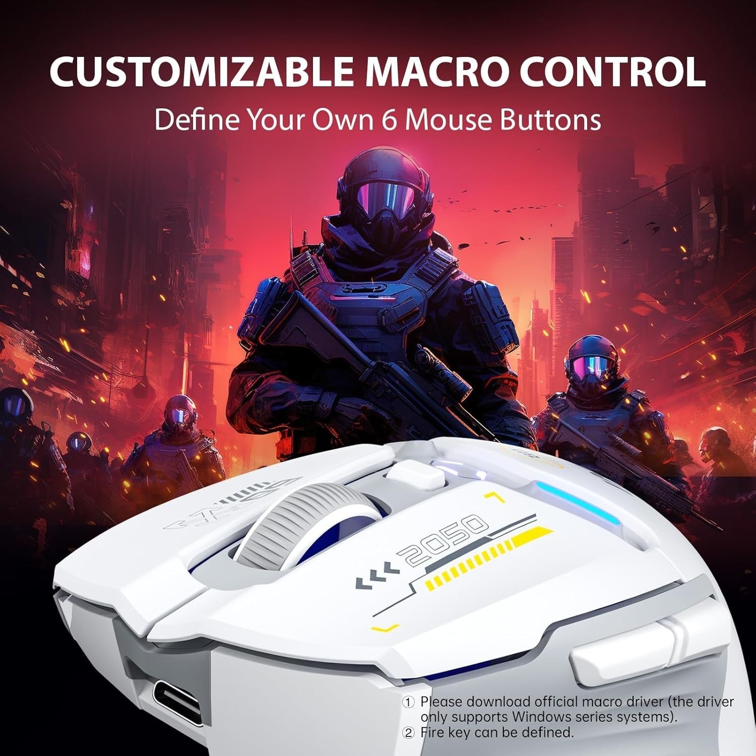 Tri-Mode Wireless Gaming Mouse 10000 DPI RGB Rechargeable