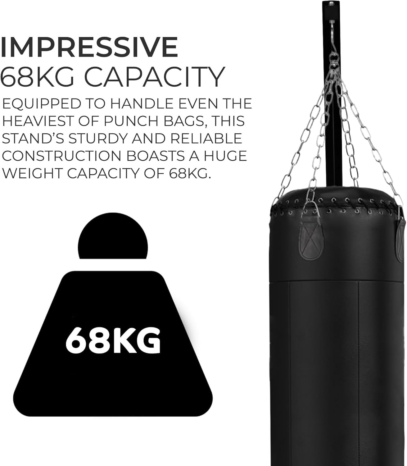 Folding Punch Bag Stand Heavy Duty Adjustable Boxing Frame 68kg