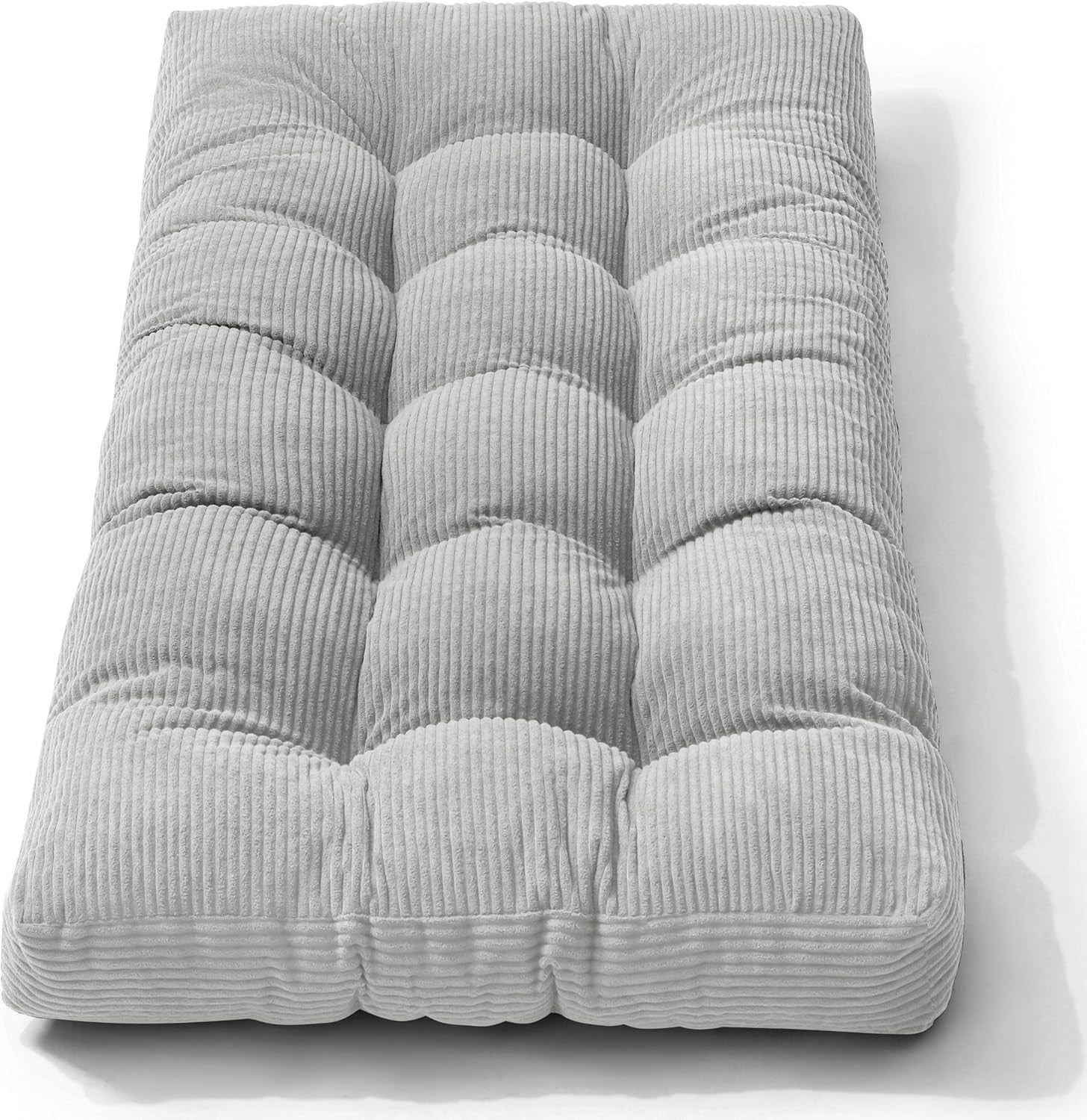 Comfortable Single Futon Mattress Floor Bed - Thick Foam, Corduroy Cover