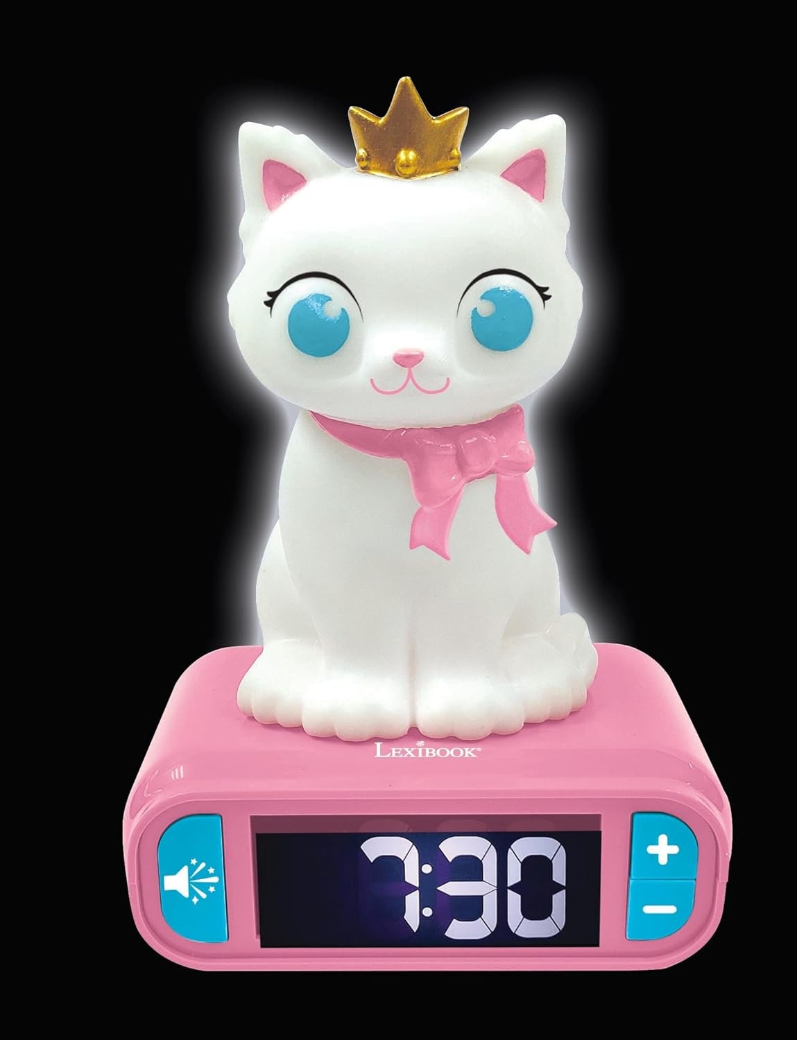 Kids Kitten Alarm Clock Night Light LED Display Snooze Sounds Bedroom