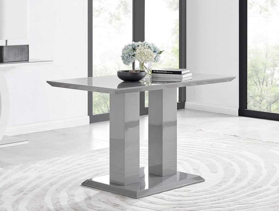 Modern Grey High Gloss Dining Table Rectangular 4 Seater Kitchen Room