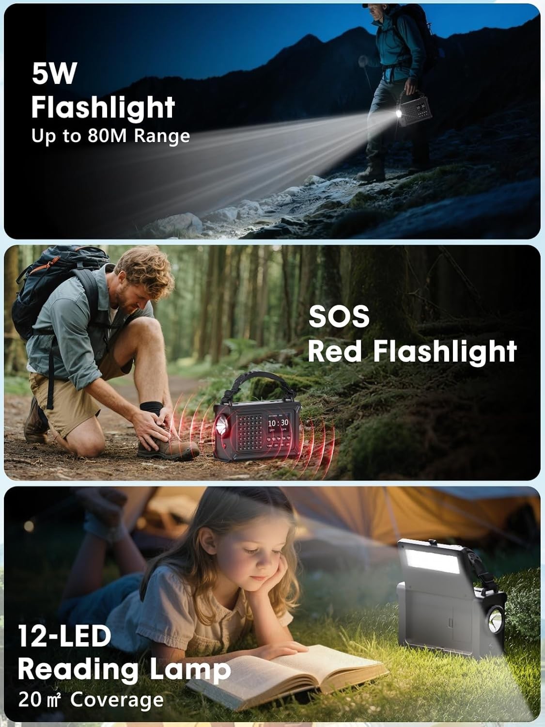 Emergency Wind-Up Solar DAB+/FM Radio with Bluetooth, Torch & 12000mAh
