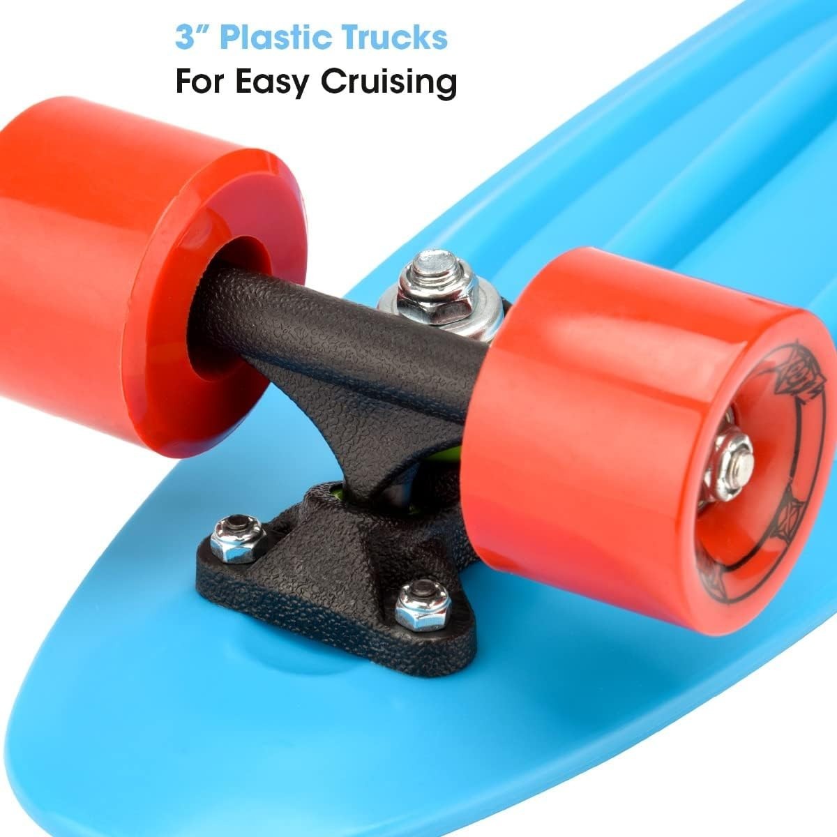 Kids 22" Retro Cruiser Skateboard Plastic Deck Mini Skate Beginner Board