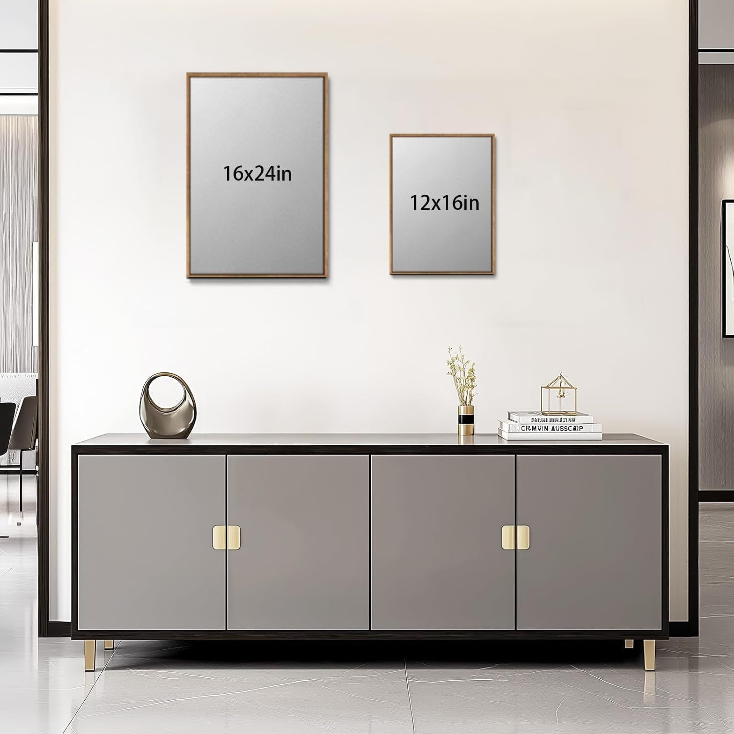Set of 2 Grey Abstract Framed Canvas Wall Art 12x16in