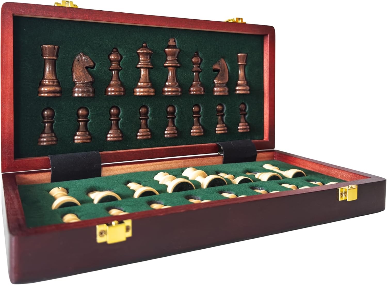 12" Magnetic Wooden Chess Set | Folding Travel Chess Board with Storage | Portab