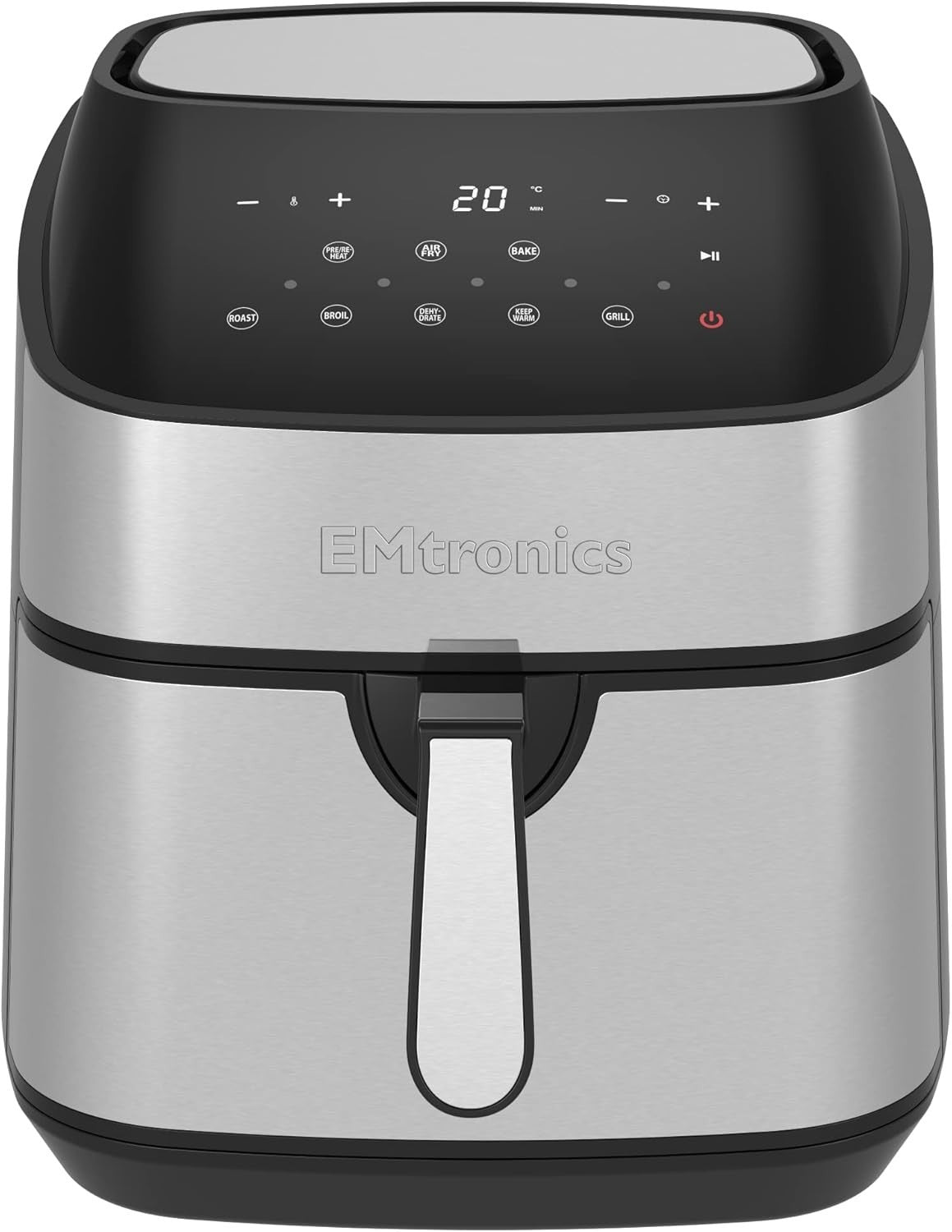 Silver Air Fryer Set 9L Digital Single + Double Drawer Temp Probe 60min