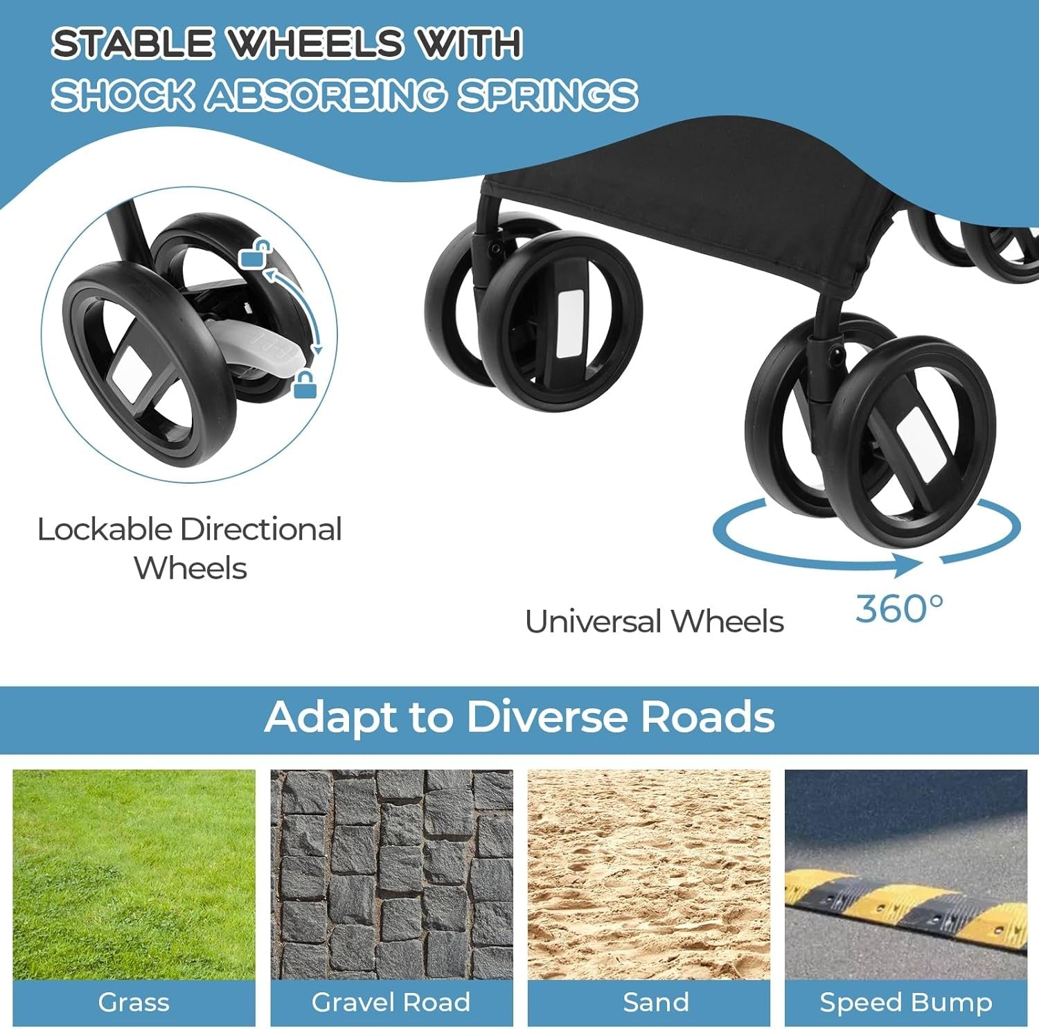 3 in 1 Pet Stroller Folding Cat Pushchair Detachable Carrier 4 Wheel