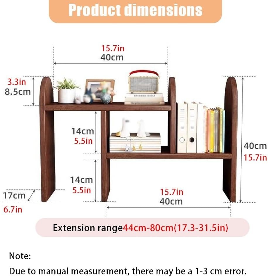 Adjustable Desktop Bookshelf Organizer Expandable Wood Desk Storage Rack