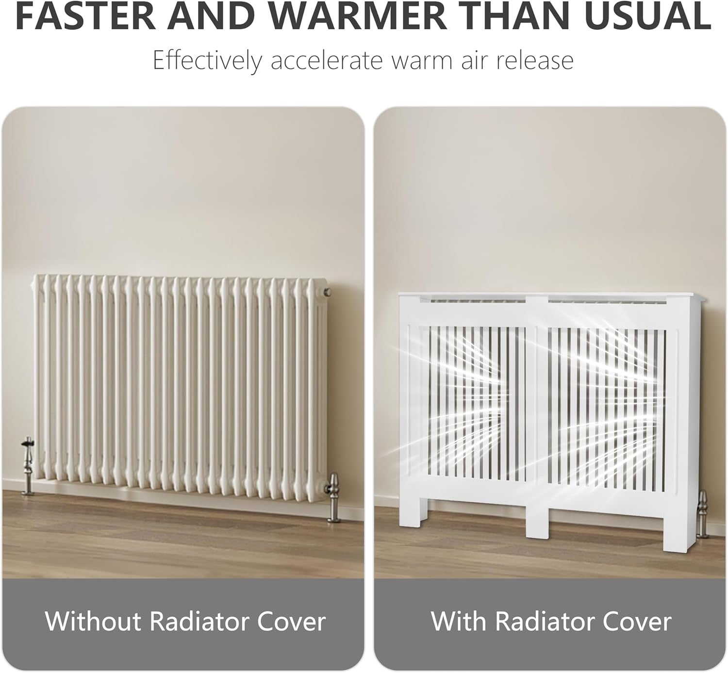 Medium White Radiator Cover Cabinet 101cm Tall MDF Vertical Slat Heater Cover