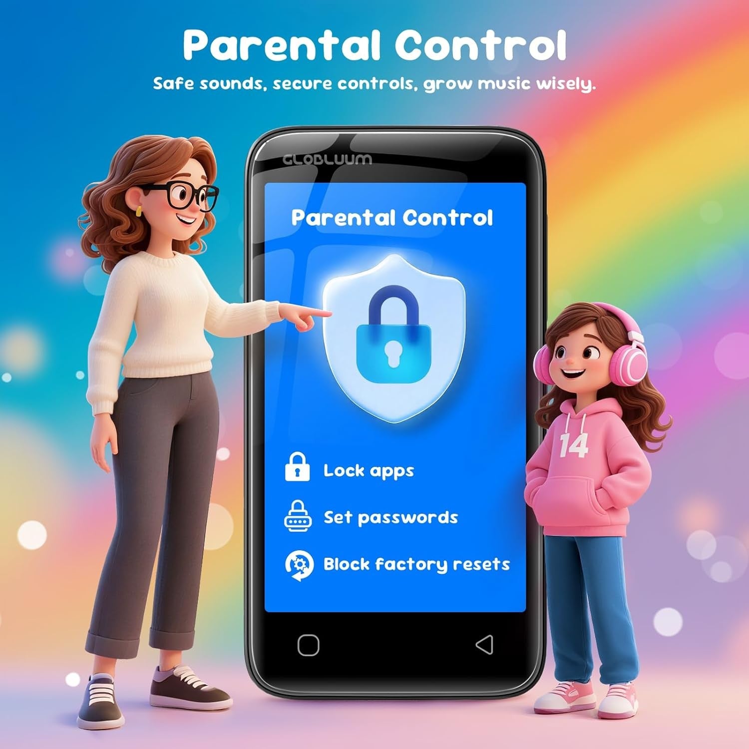 80GB Kids MP3 Player w/ 4″ Touchscreen, WiFi, Bluetooth, Parental Controls