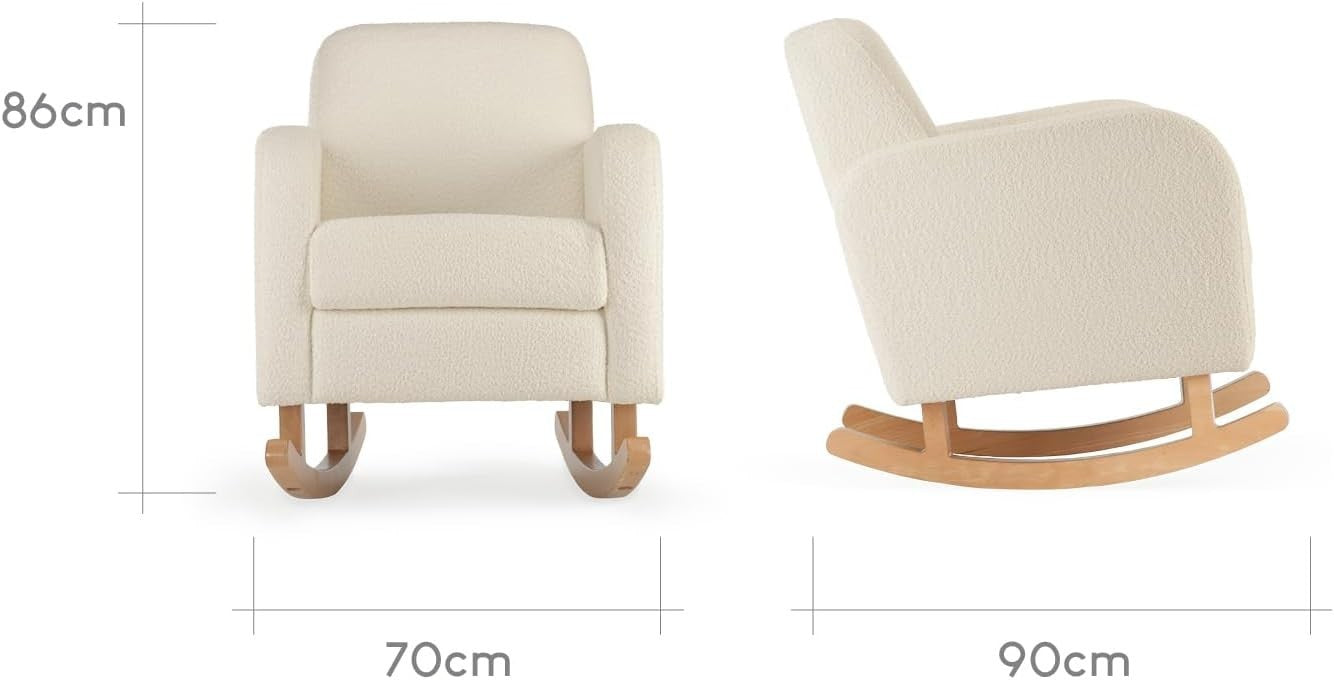 Rocking Nursing Chair Off-White Upholstered Armrest Cozy Maternity Feeding
