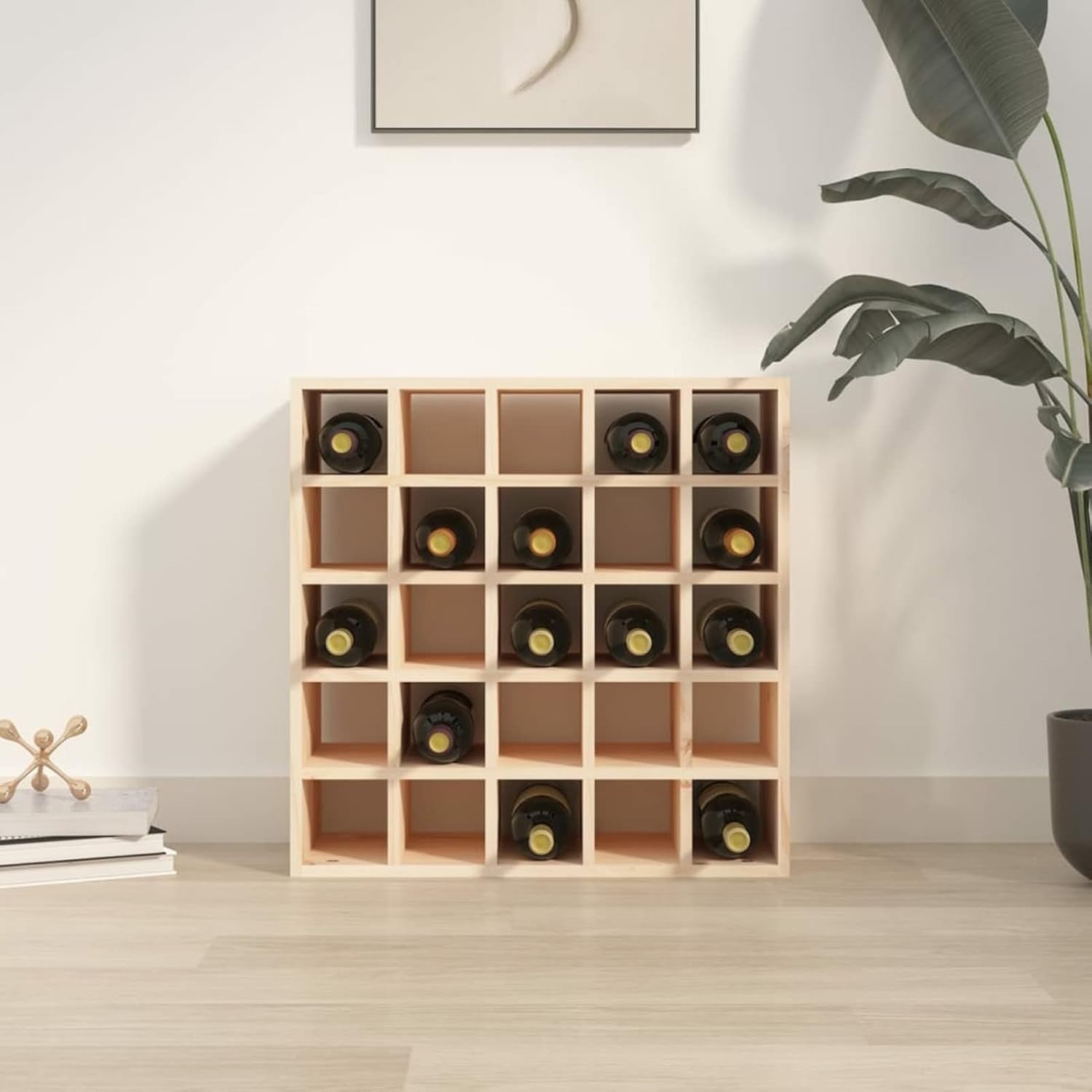Solid Wood Wine Rack Cabinet 25 Bottle Storage Sideboard Kitchen Bar Display