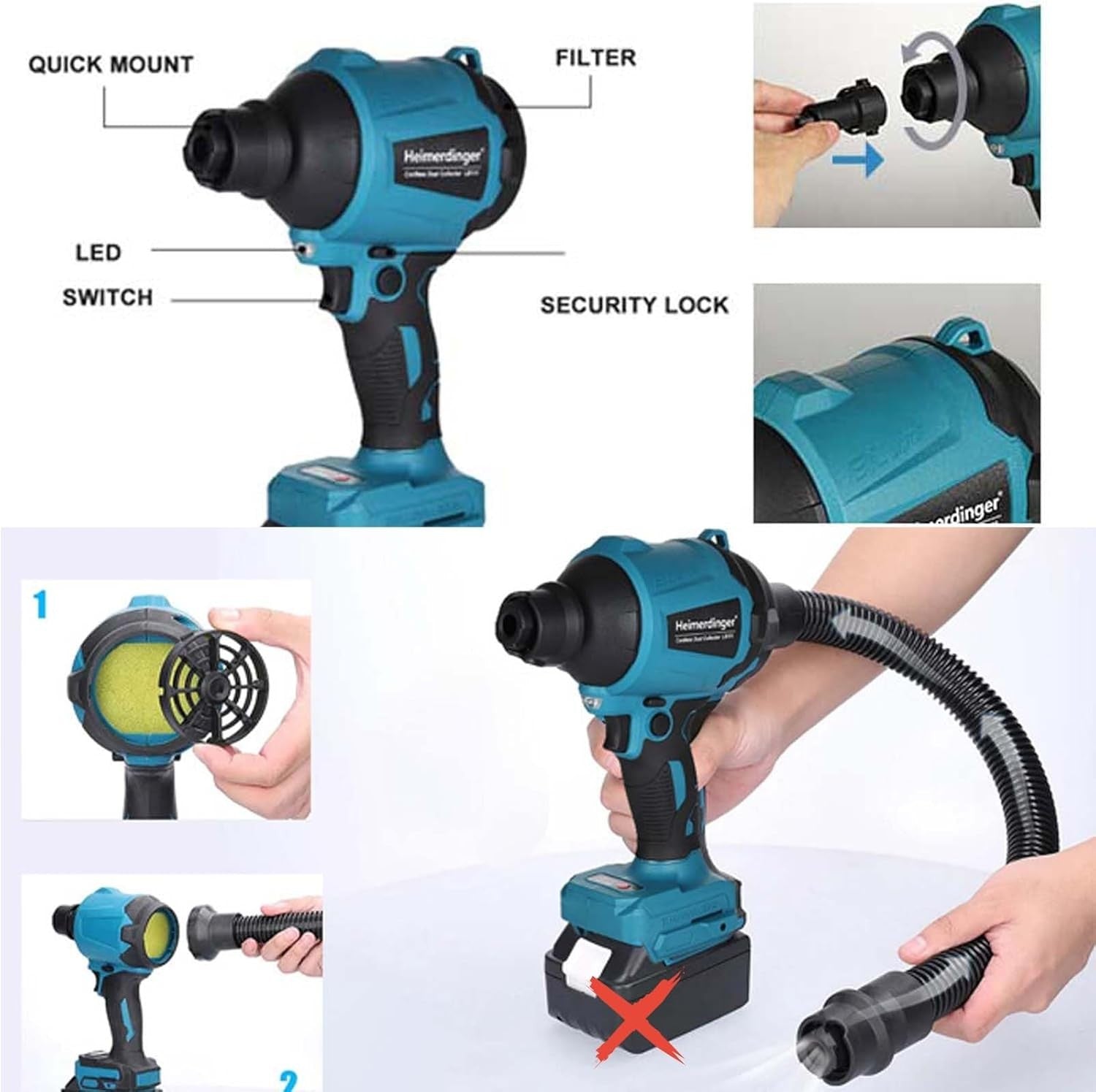 Cordless Blower Inflator 18V Brushless Dust Cleaner 3 Speed Handheld Tool