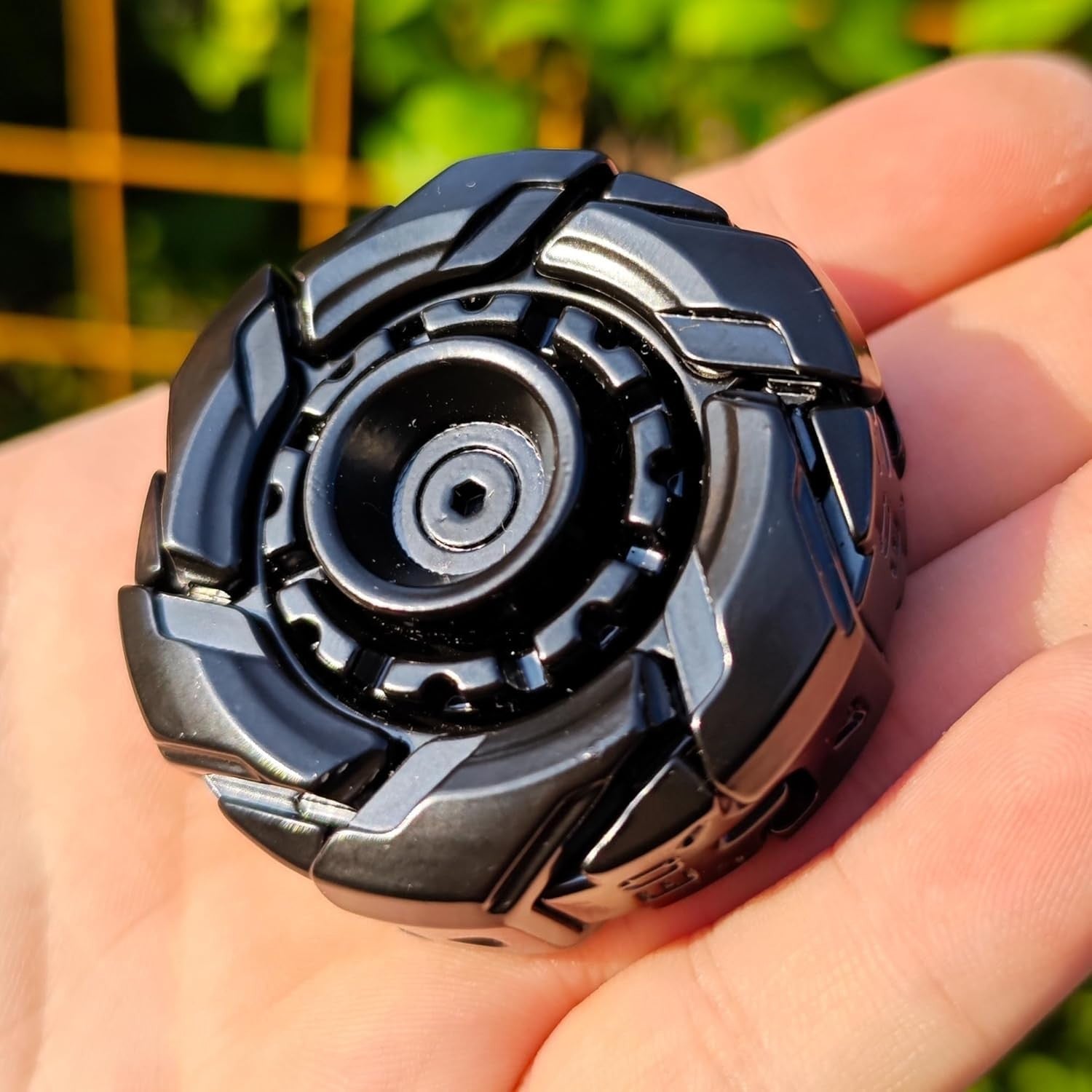 Black Metal Fidget Spinning Top Open Armor Magnetic EDC Stress Toy