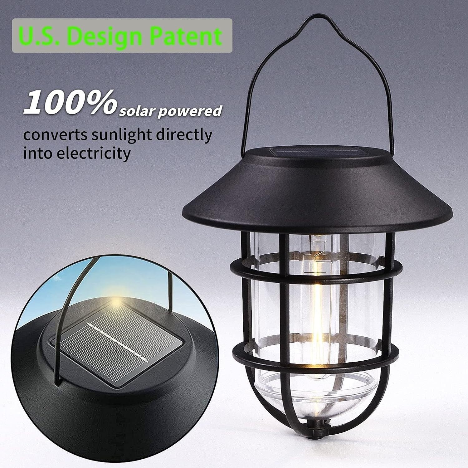 2 Pack Solar Wall Lanterns Outdoor Waterproof Black