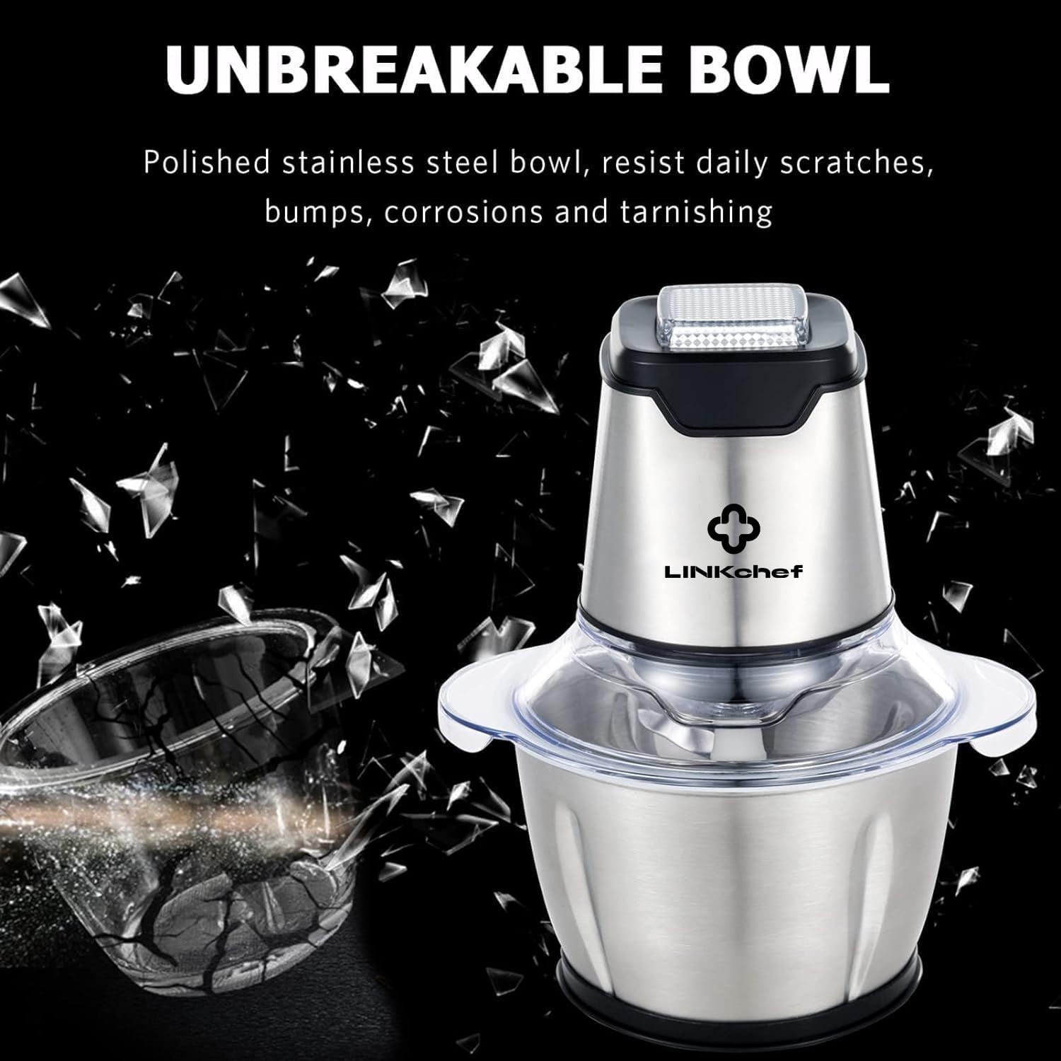 Electric Food Chopper 400W 1.2L Steel Bowl Mini Meat Onion Grinder
