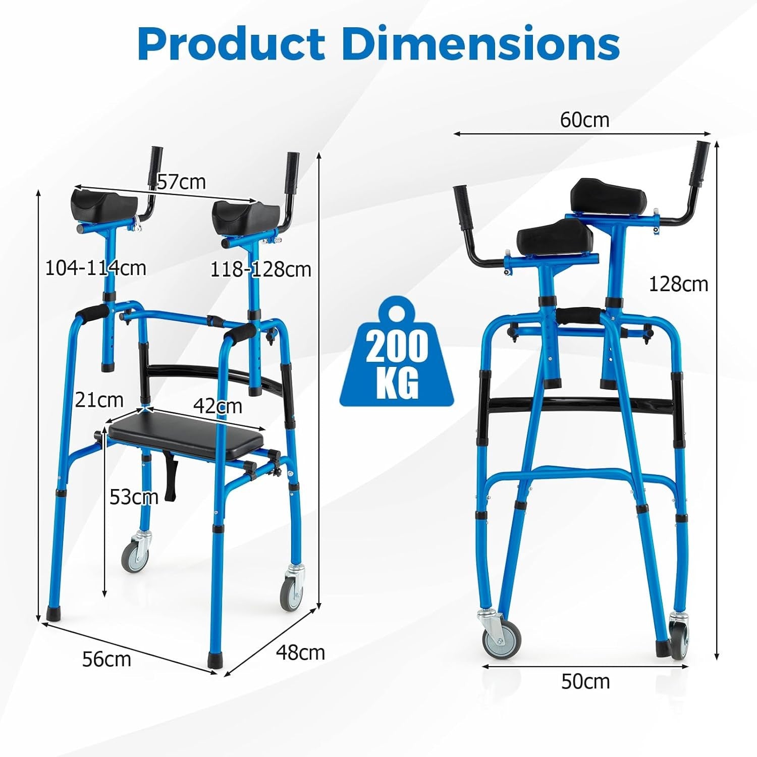 Height Adjustable Rollator Walker with Armrests Folding Walking Aid Wheels