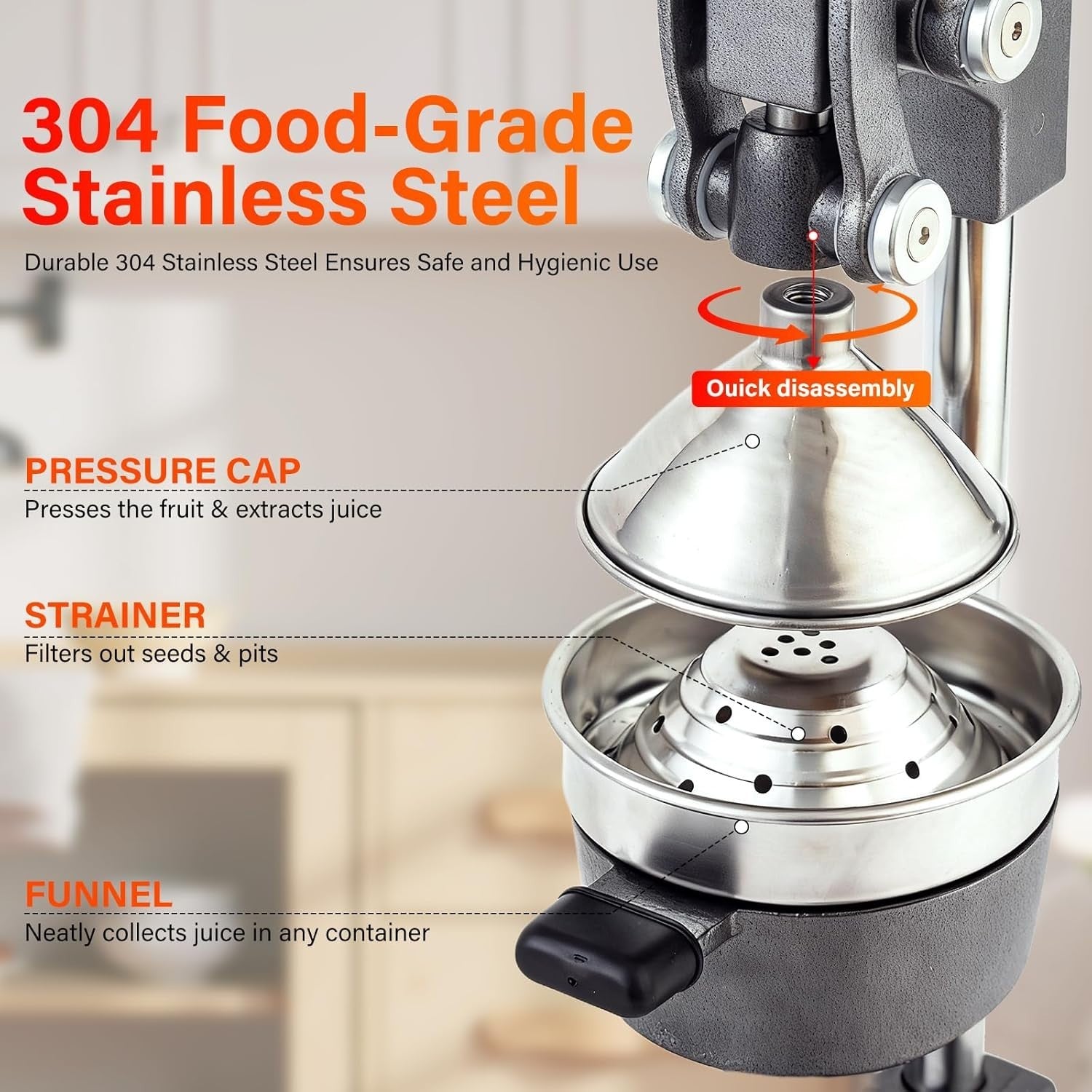 Heavy Duty Hand Citrus Press Cast Iron High Yield Professional Juicer