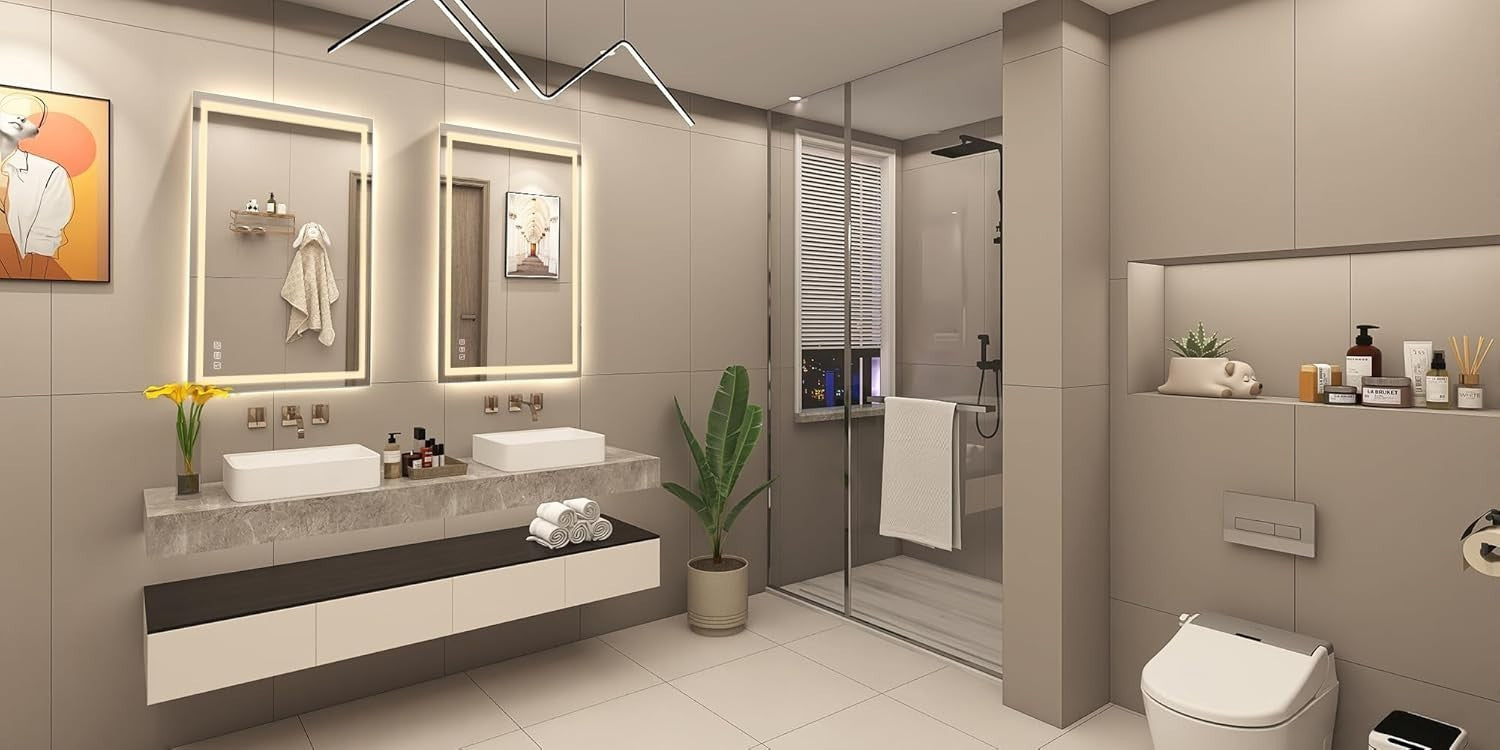 LED Bathroom Mirror 60x80 cm with Bluetooth, Anti-Fog & Dimmable Light