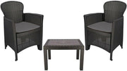 Rattan Garden Bistro Set 2 Chairs with Cushions Compact Patio Table Set