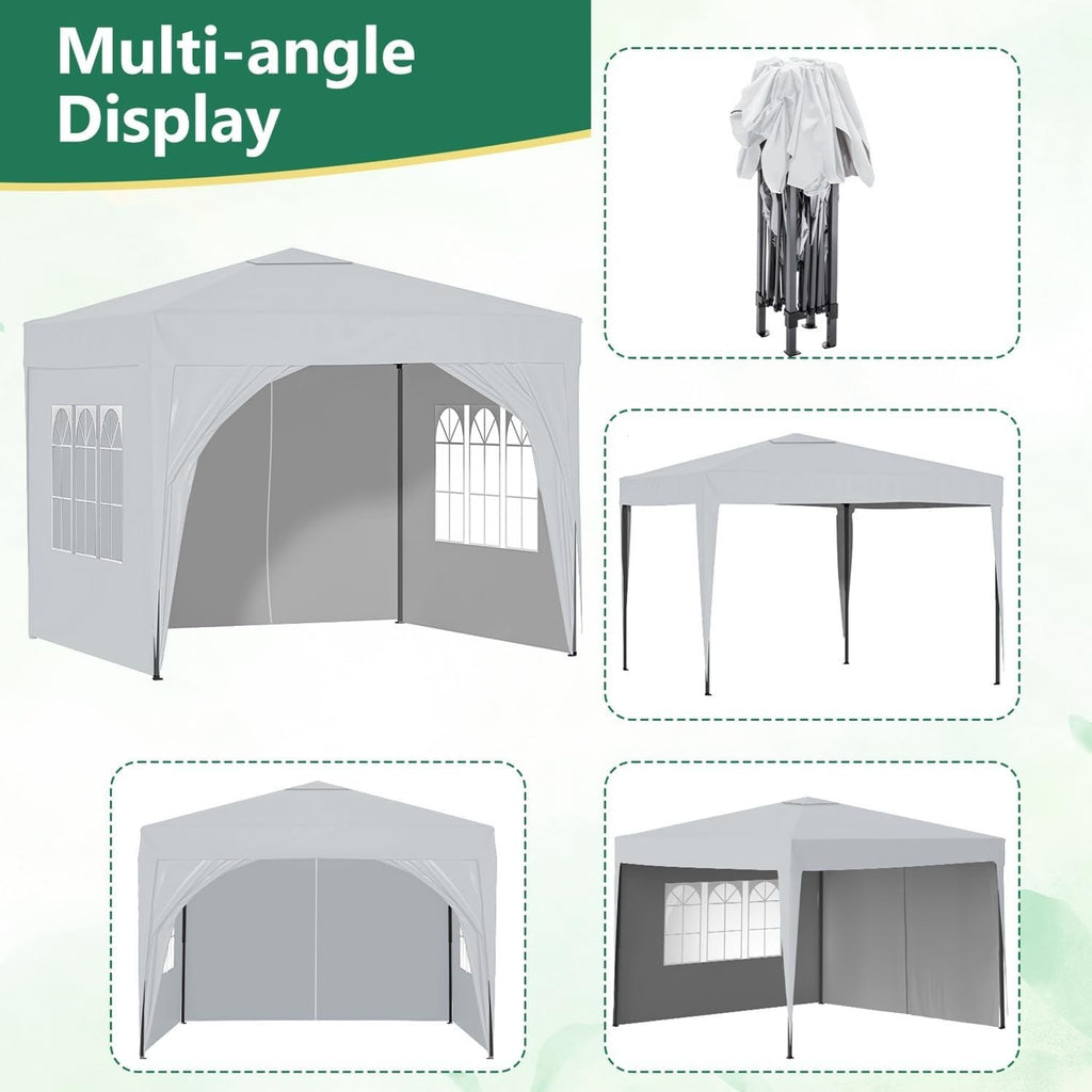 3x3M Pop Up Gazebo With Sides Garden Party Tent Steel Frame & Weight