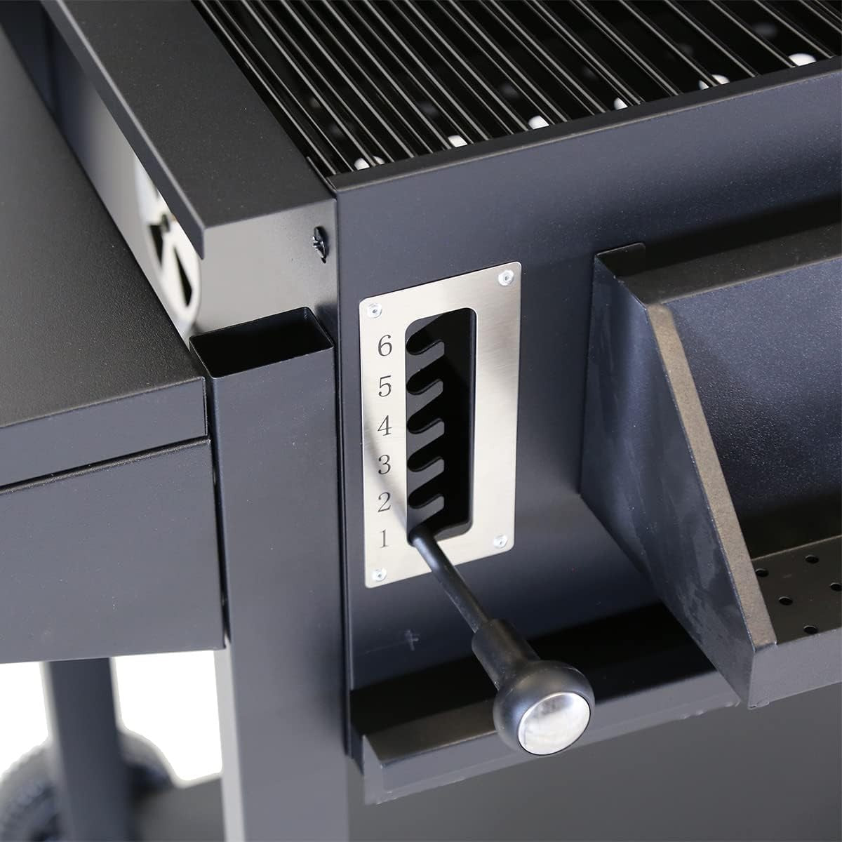 Large Charcoal BBQ Smoker Grill with Thermometer, Adjustable Height