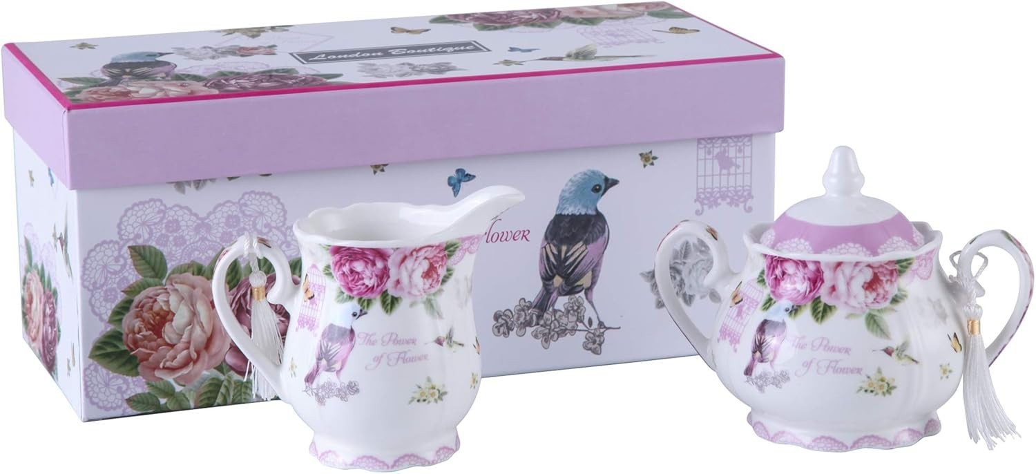 Vintage Floral Porcelain Tea Set Teapot Sugar Bowl Milk Jug Gift