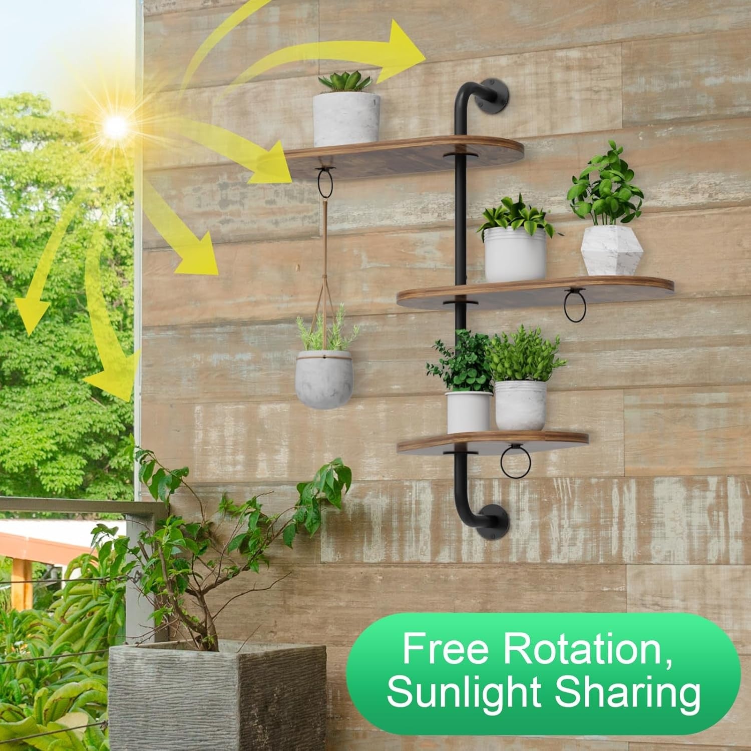 3 Tier Rotating Window Plant Shelf Indoor Outdoor Hanging Flower Pot Rack
