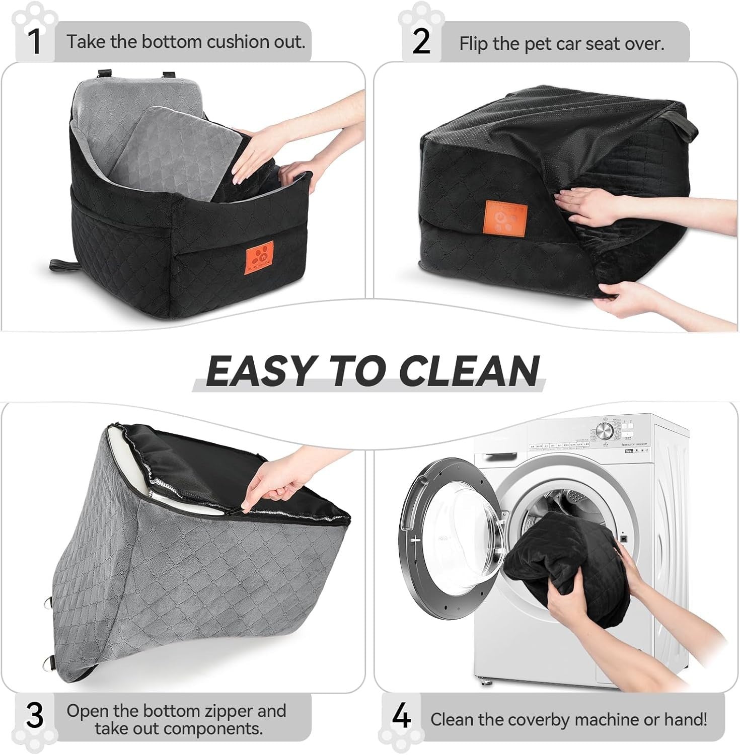 Dog Booster Seat Memory Foam Pet Car Bed Washable Travel Carrier