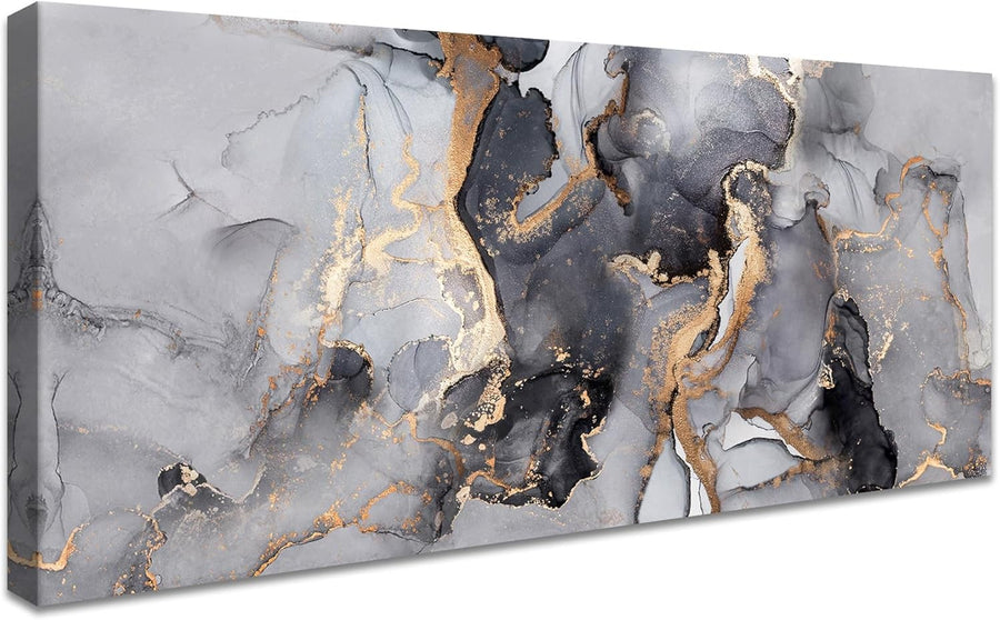 Large Abstract Marble Canvas Wall Art 120x50cm Framed Print
