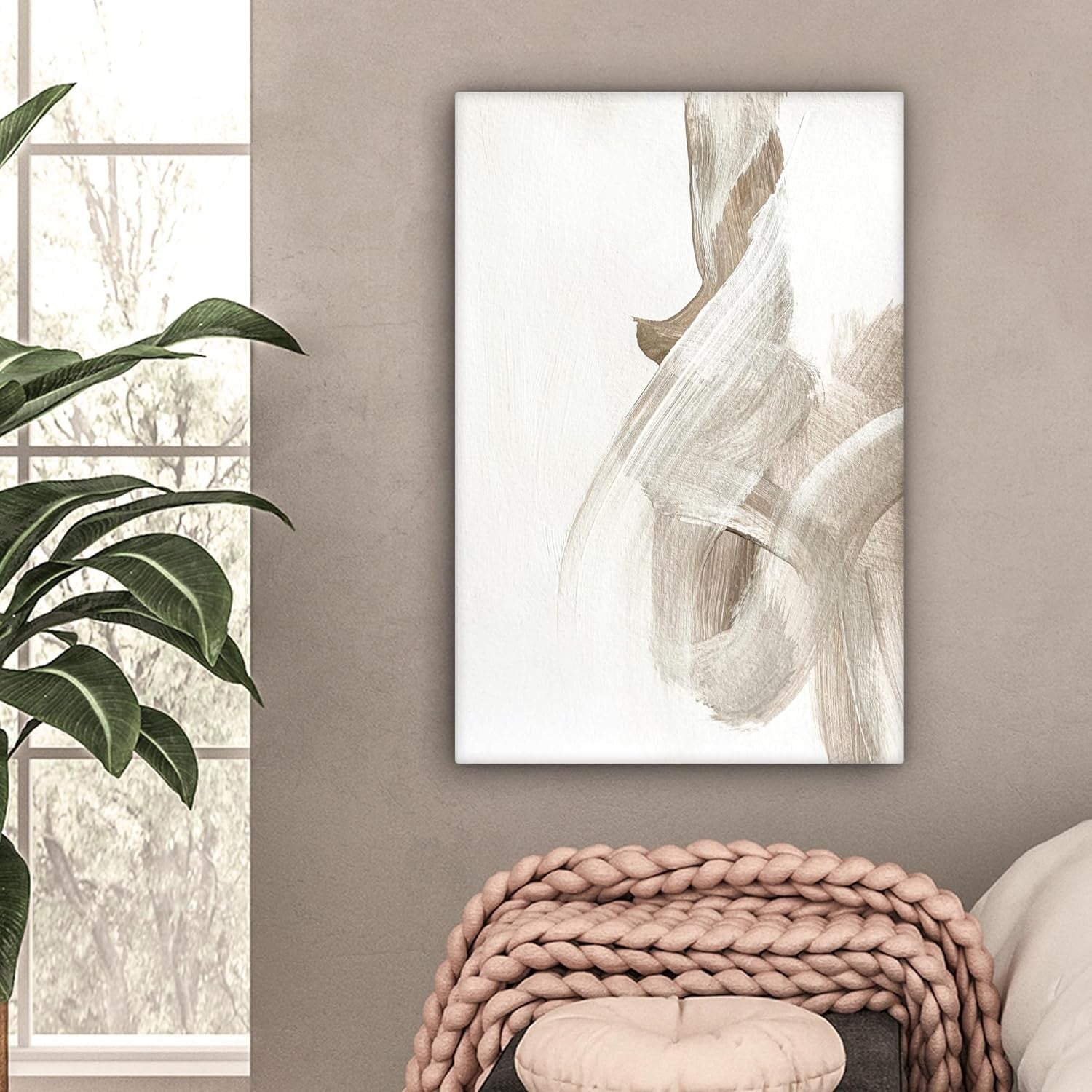 Abstract Beige Canvas Wall Art 40x60cm Modern Living Room