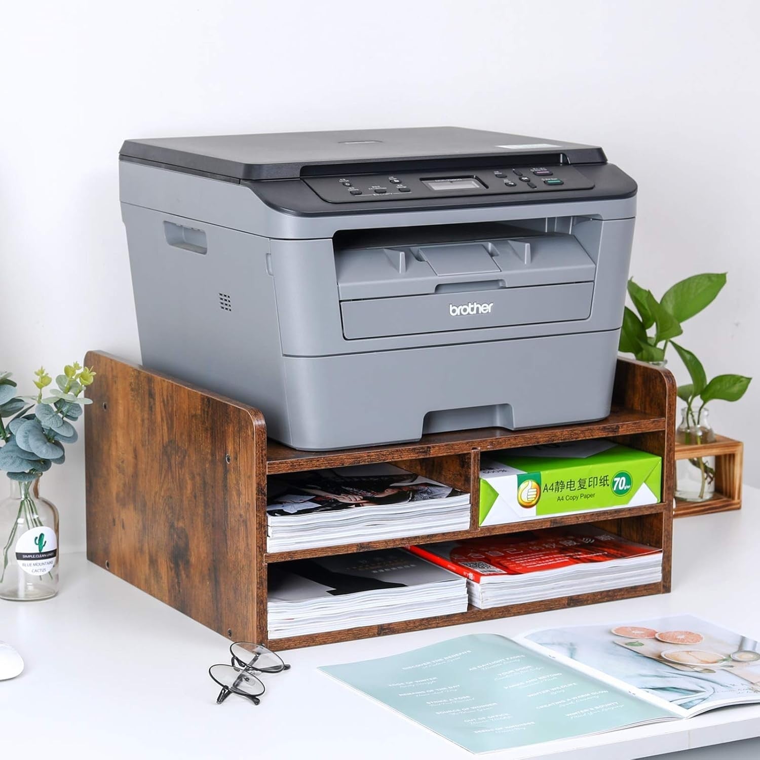 3-Tier Desktop Printer Stand with Storage & 3 Compartments – Desk Organiser