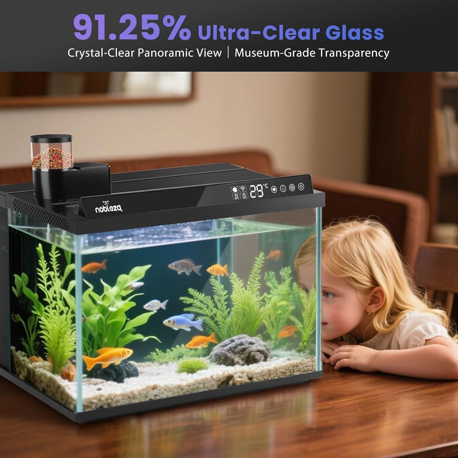 30L Smart Aquarium Starter Kit with App Control & LED Plant Light
