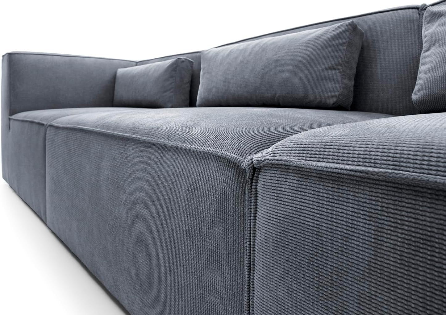 4 Seater Modular Sofa Dark Grey Cord Chenille | Modern, Space-Saving, Comfy