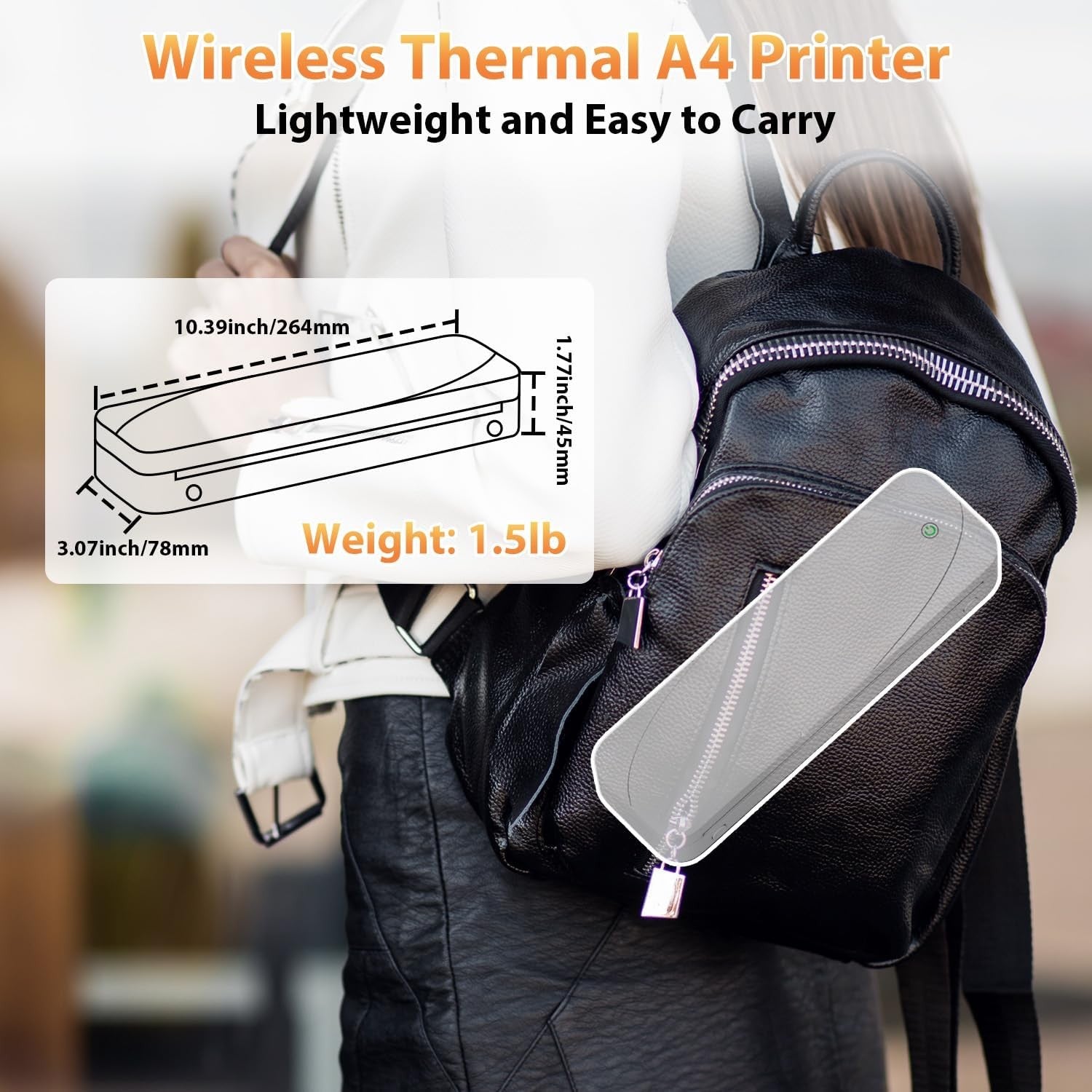 A4 Portable Thermal Printer 300DPI Wireless Bluetooth Inkless